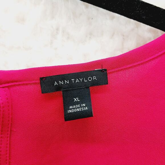 Blouse Size XL Rose Red Ruffle Sleeve Romantic Coquette Office Siren Glam Luxe - Picture 11 of 11